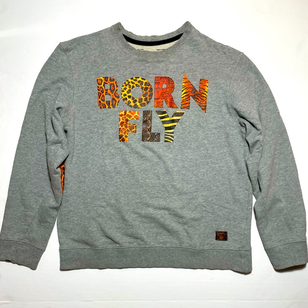 Born fly anytown U.S.A animal print sweatshirt
